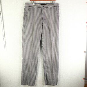 Travis Mathew Pants Mens 34 Gray Plaid Straight Golf Dress Trousers Polyester